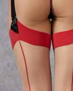 Deals 👍 Bluebella - US Back Seam Leg/Plain Top Stockings Sheer/Red 🎁 -Deals collections Store unnamed file 1143