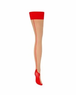 Deals 👍 Bluebella - US Back Seam Leg/Plain Top Stockings Sheer/Red 🎁 -Deals collections Store unnamed file 1144