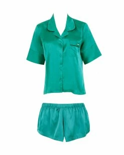 Hot Sale 😀 Bluebella - US Alma Luxury Satin Short Pajama Set Columbia Green 👍 -Deals collections Store unnamed file 1307